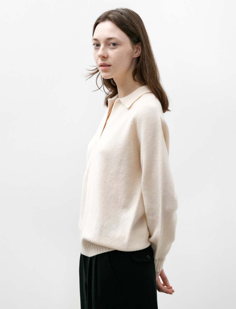 Sunspel Lambswool Polo - Ecru