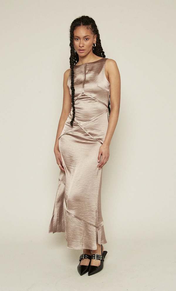 Another Girl Cut About Bias Maxi Dress - Oyster