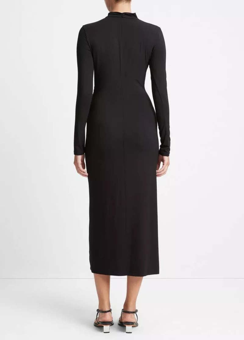 vince long sleeve turtleneck dress Vince Rouched Long Sleeve Turtleneck Dress - Black