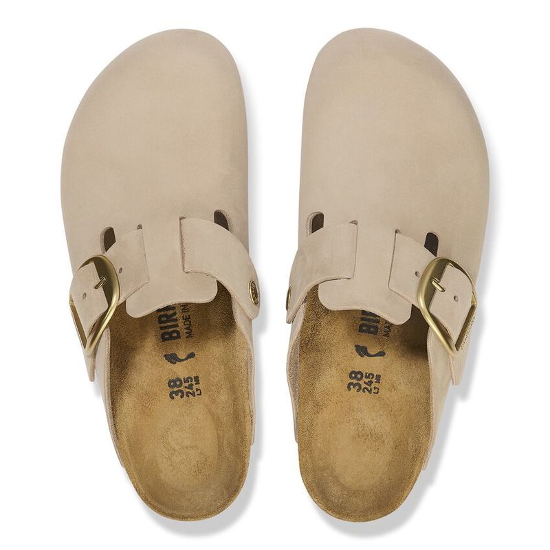 Birkenstock Boston Big Buckle Nubuck Leather Sandal - Sandcastle (Narrow)