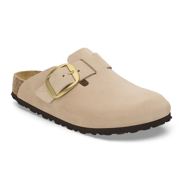 Birkenstock Boston Big Buckle Nubuck Leather Sandal - Sandcastle (Narrow)