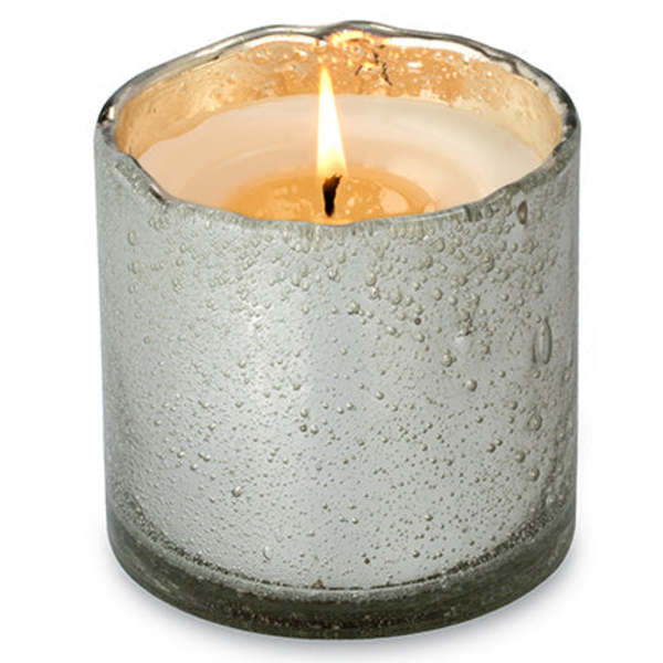 Himalayan Candle Shiny Silver Artisan Blown Glass Tumbler - Tobacco Bark
