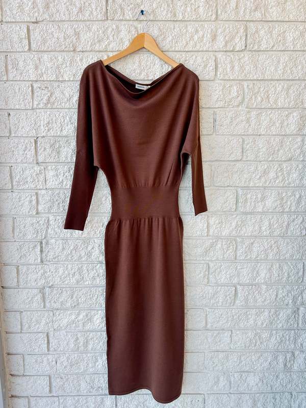 brown ribbed long sleeve dress Cocoa Helena Combo Blazer Dress main image 0