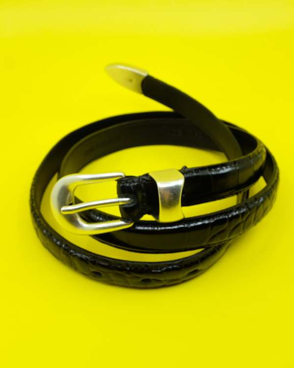 小物 OUR LEGACY 2CM BELT 24aw Croc Bull Hide Our Legacy - 2 cm Belt Licorice Croc Bull Hide