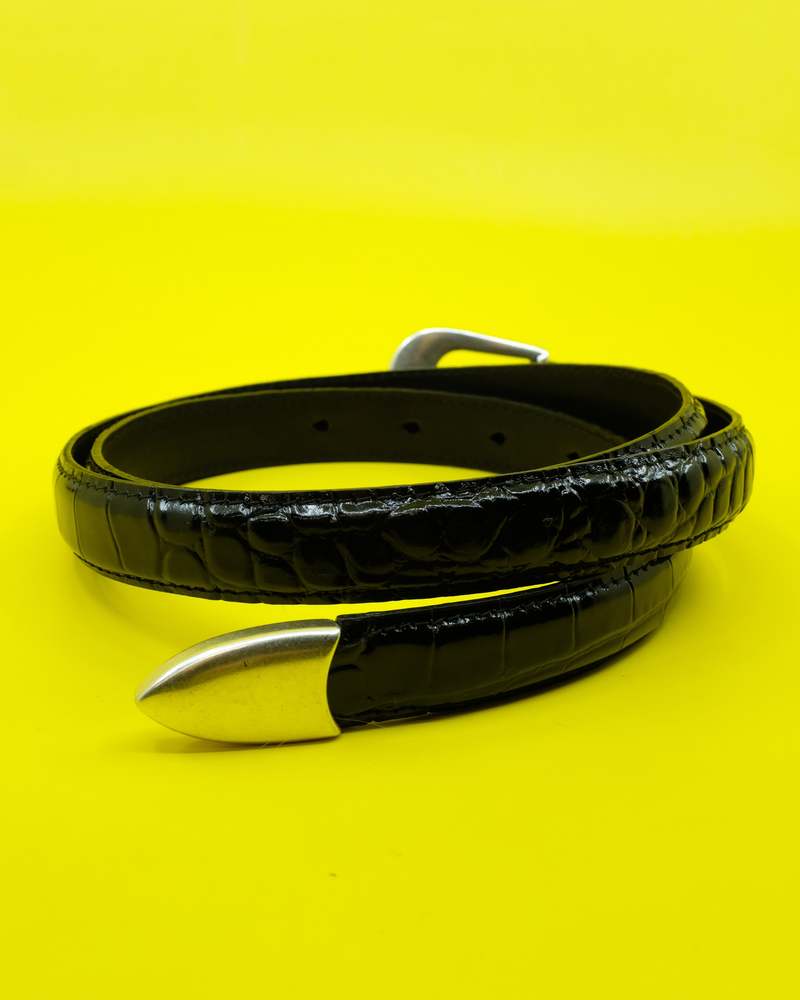 OUR LEGACY | LICORICE CROC BULL HIDE 2CM BELT ベルト UNISEX Our Legacy - Belt 2 cm Black