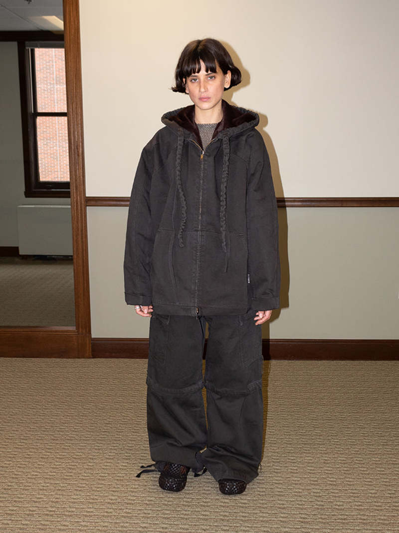 Ottolinger Reversible Furry Denim Jacket Dark Brown Garmentory