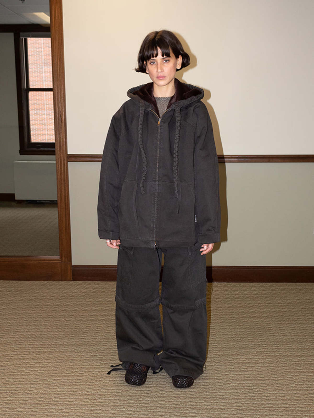 Ottolinger Reversible Furry Denim Jacket - Dark Brown | Garmentory