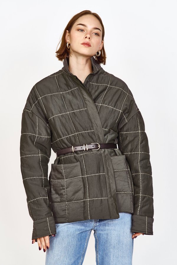 MIRTH CAFTANS Tahoe Quilted Jacket - black olive
