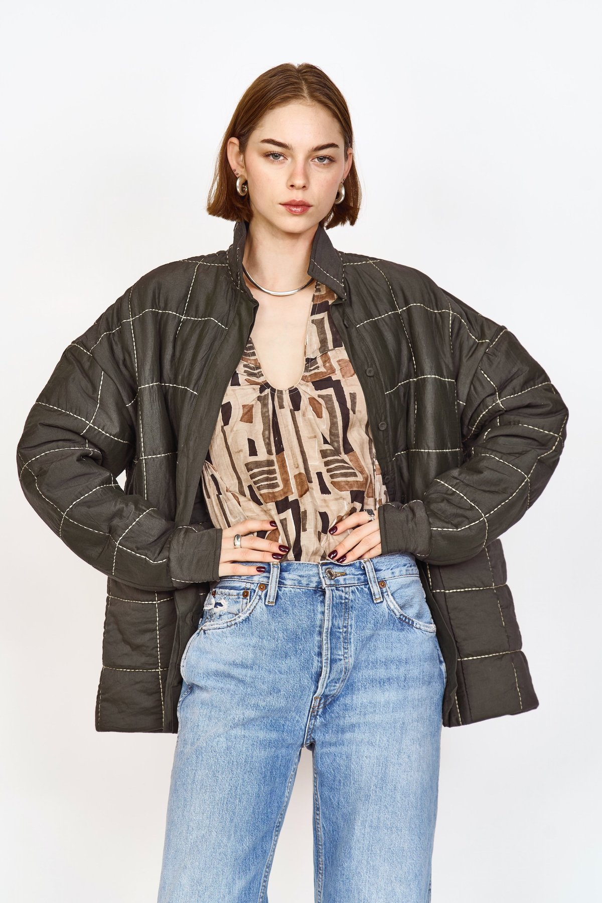 MIRTH CAFTANS Tahoe Quilted Jacket - black olive - Image 3 of 7