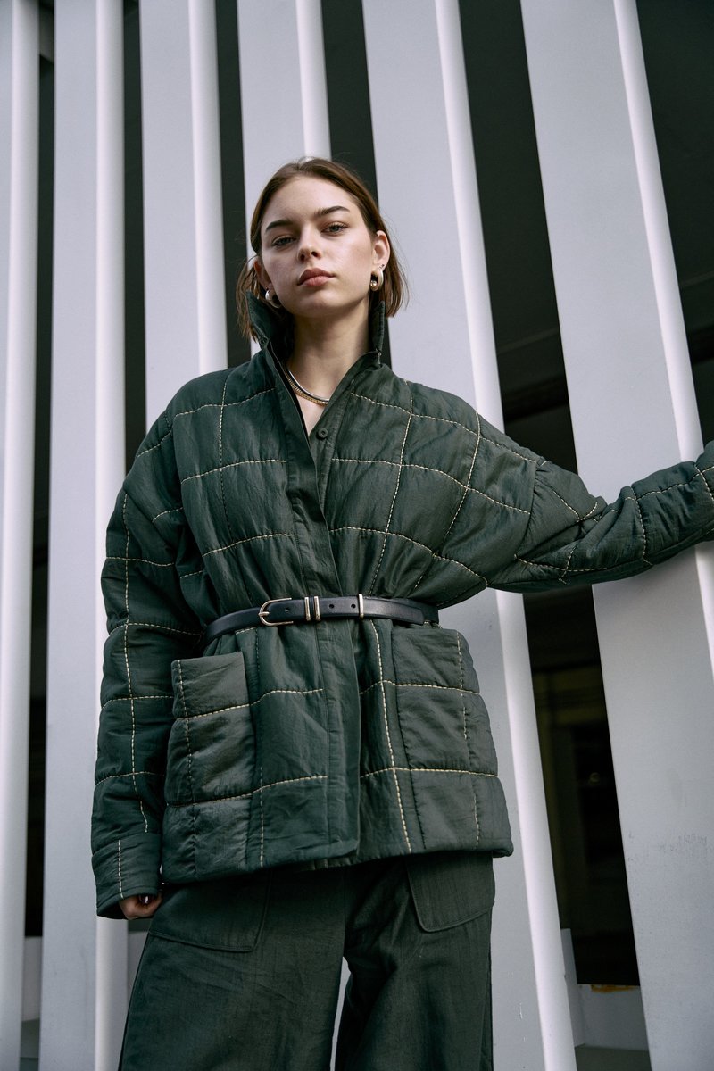 MIRTH CAFTANS Tahoe Quilted Jacket - black olive