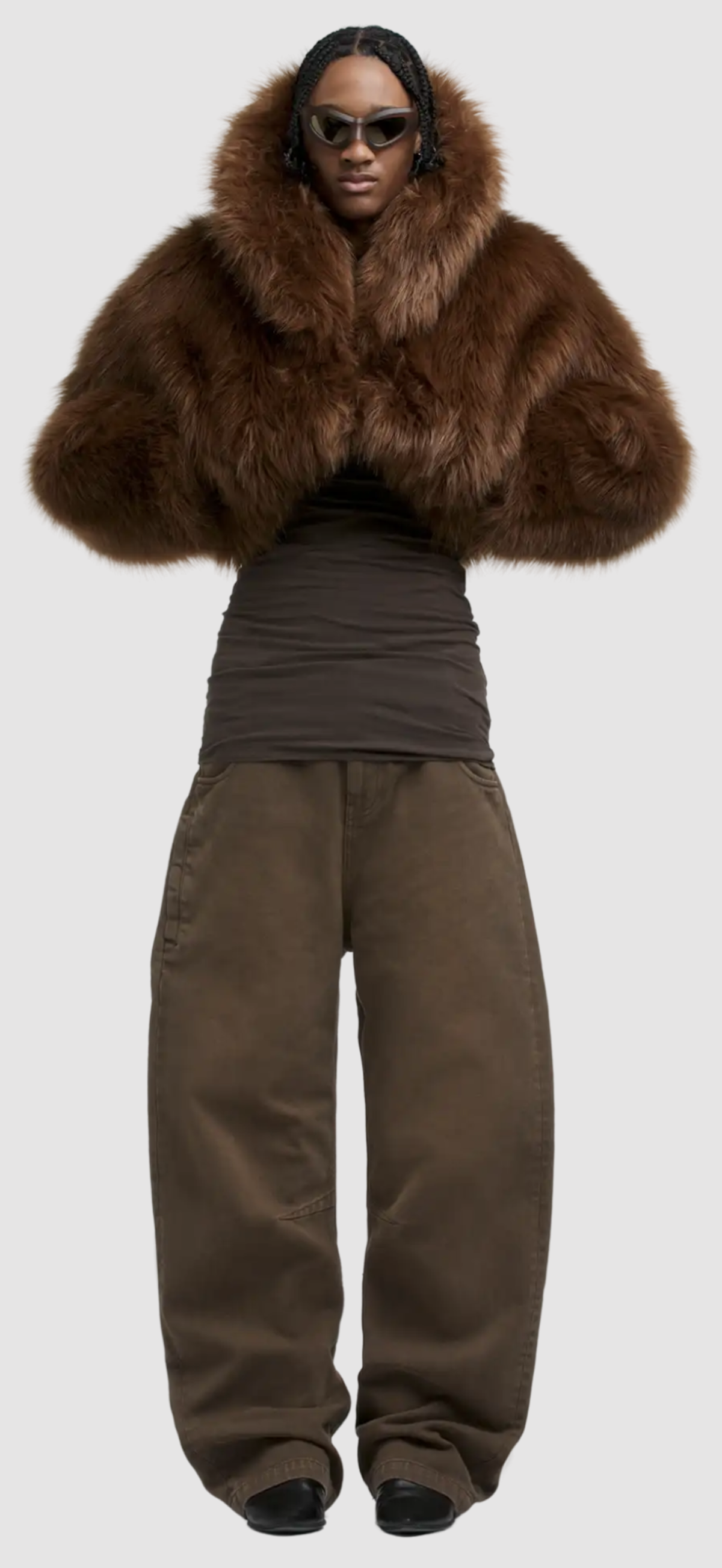 entire studios Vicinity Cropped Faux Fur Jacket - Trout | Garmentory