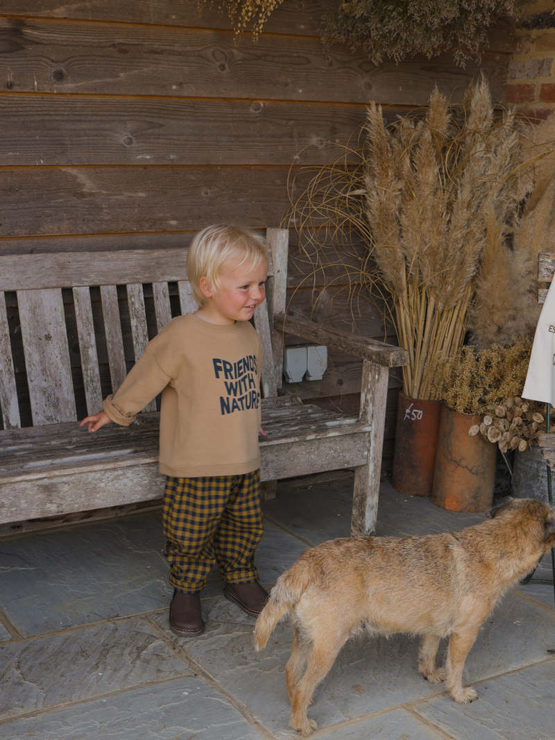 Kids Organic Zoo Blueberry Gingham Carrot Pants | Garmentory