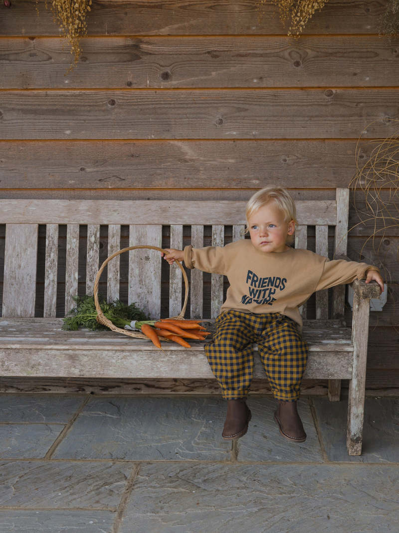 Kids Organic Zoo Blueberry Gingham Carrot Pants | Garmentory