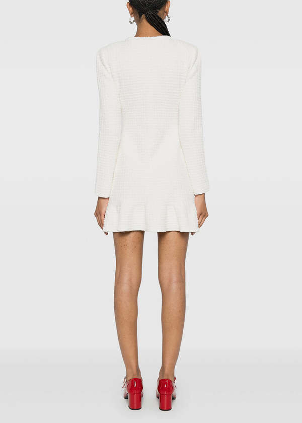 Self-Portrait Buttoned Knit Mini Dress - Cream | Garmentory Self-Portrait Buttoned Knit Mini Dress - Cream | Garmentory