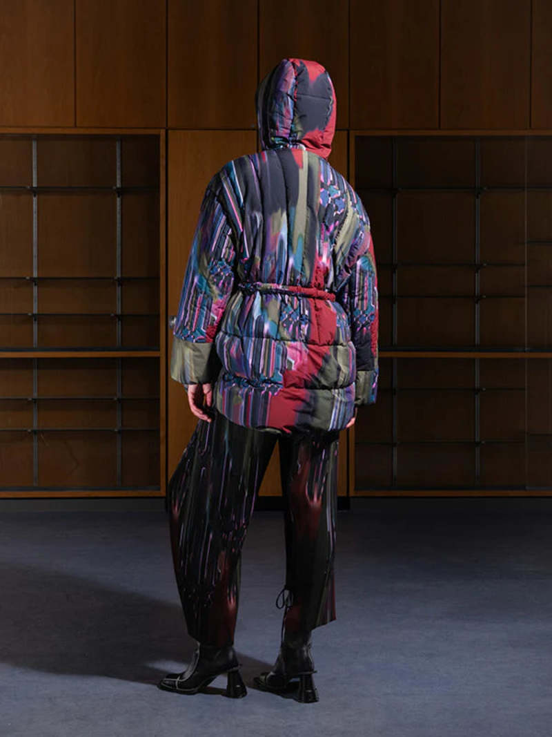 Henrik Vibskov Puff Puffer Jacket - Dark Tetris Drips | Garmentory