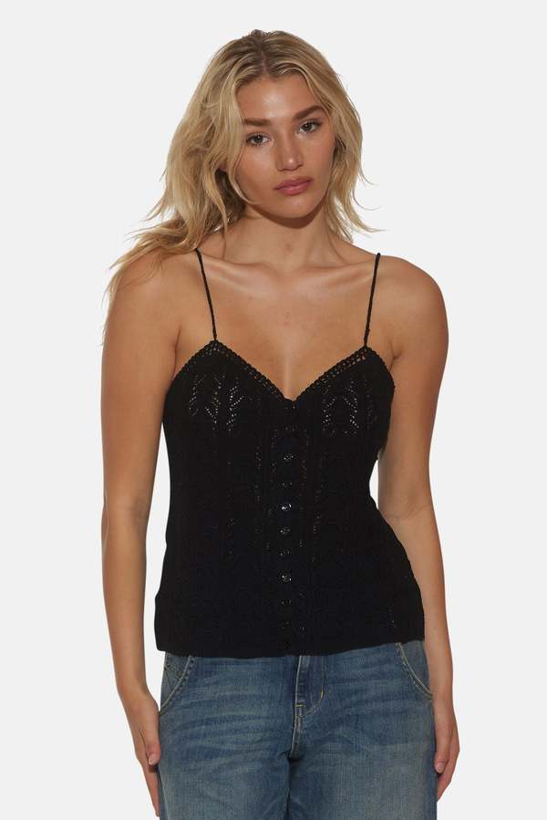 The Tile Club Aliza Crochet Cami - Black