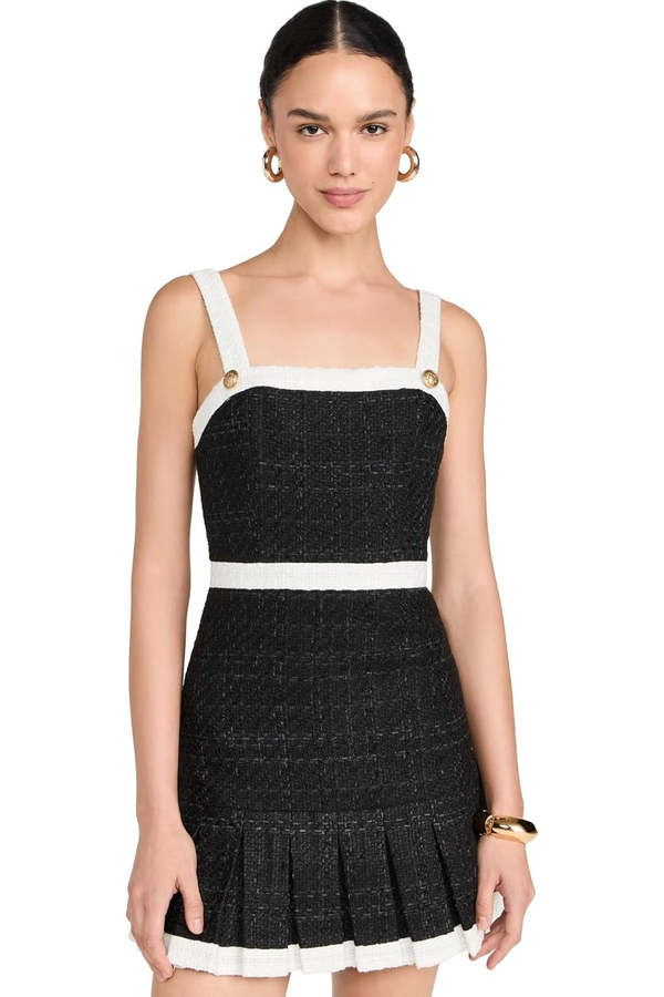 alice + olivia Clarine Square Pleated Mini Dress - Black/Off White | Garmentory alice + olivia Clarine Square Pleated Mini Dress - Black/Off White | Garmentory