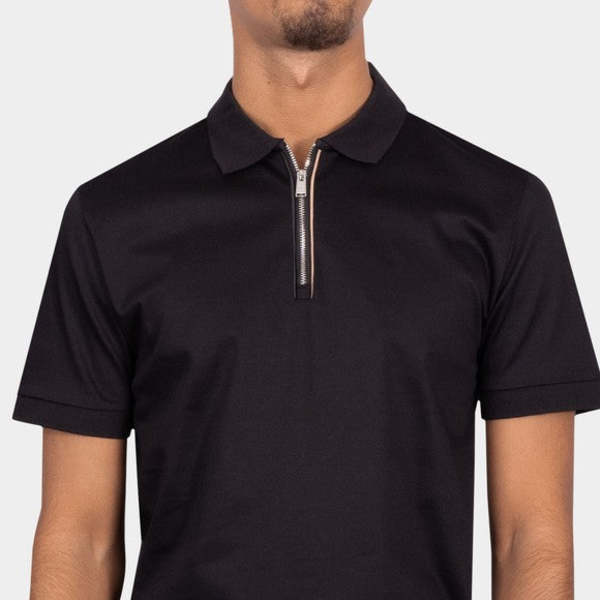 Hugo Boss Polston 36 Half-Zip Polo Shirt - Black | Garmentory