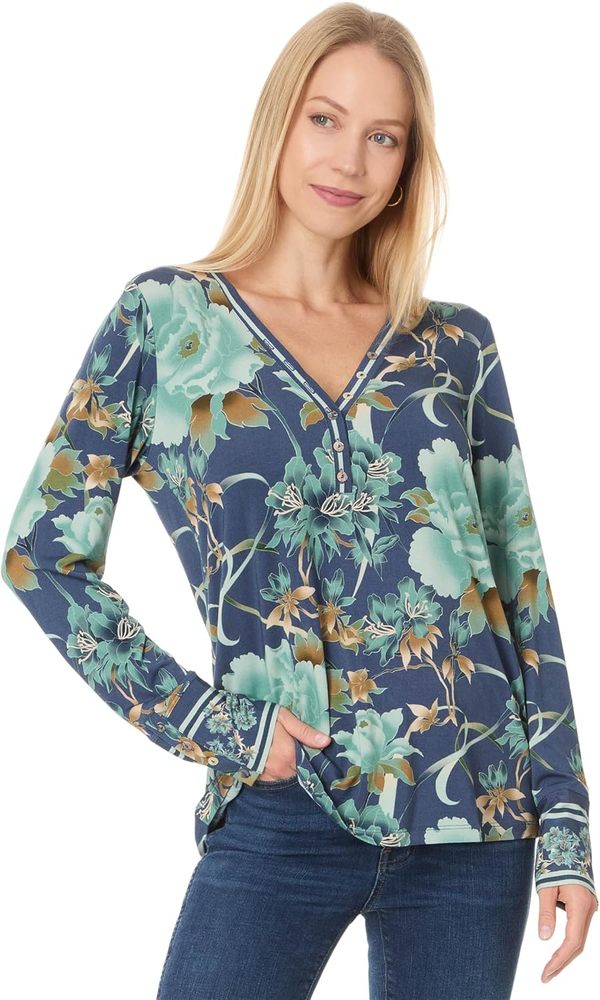 Johnny Was The Janie Favorite Henley - Peonee Blue