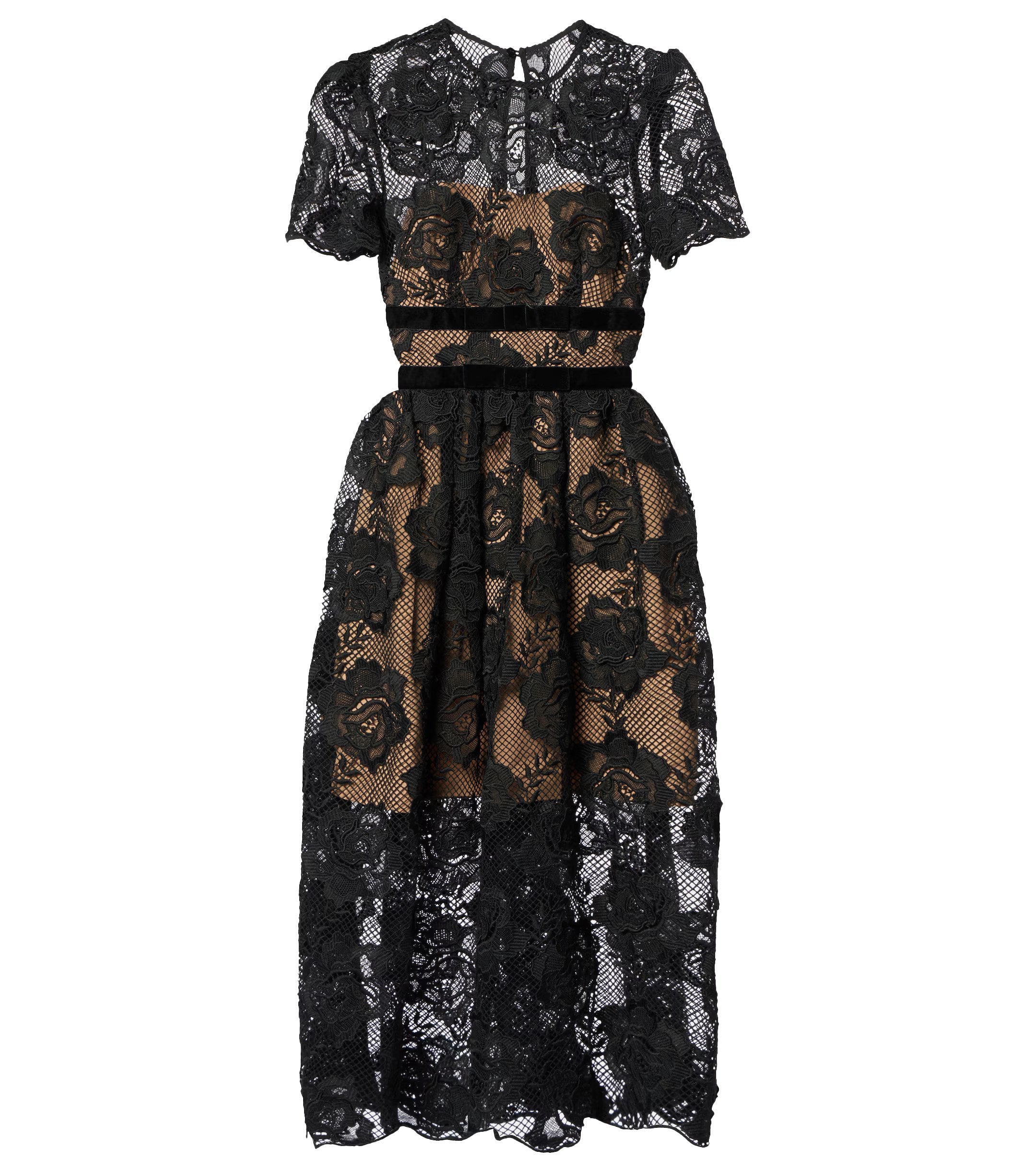 ◆関税込◆【Self-Portrait】Black Floral Lace Midi Dress self-portrait Black Flower Lace Midi Dress | REVERSIBLE