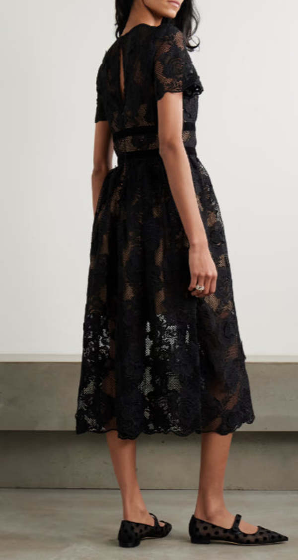 ワンピース Self-portrait Dresses Black Black Lace Velvet Bow Midi Dress – self-portrait-US