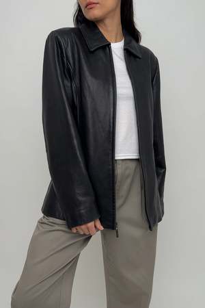 Vintage 90s Leather Zip Up Jacket - Noir | Garmentory