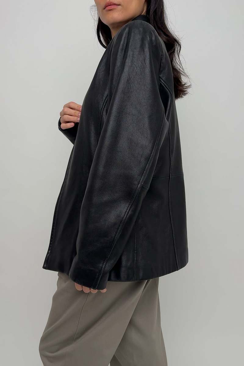 Vintage 90s Leather Zip Up Jacket - Noir | Garmentory