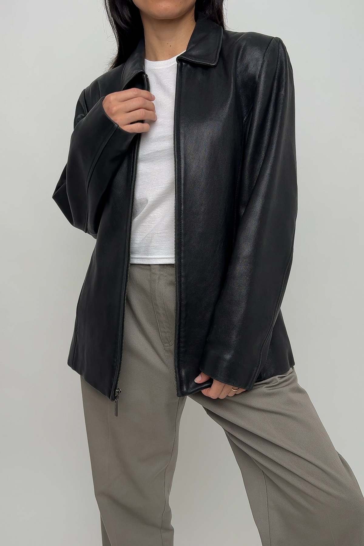 Vintage 90s Leather Zip Up Jacket - Noir | Garmentory