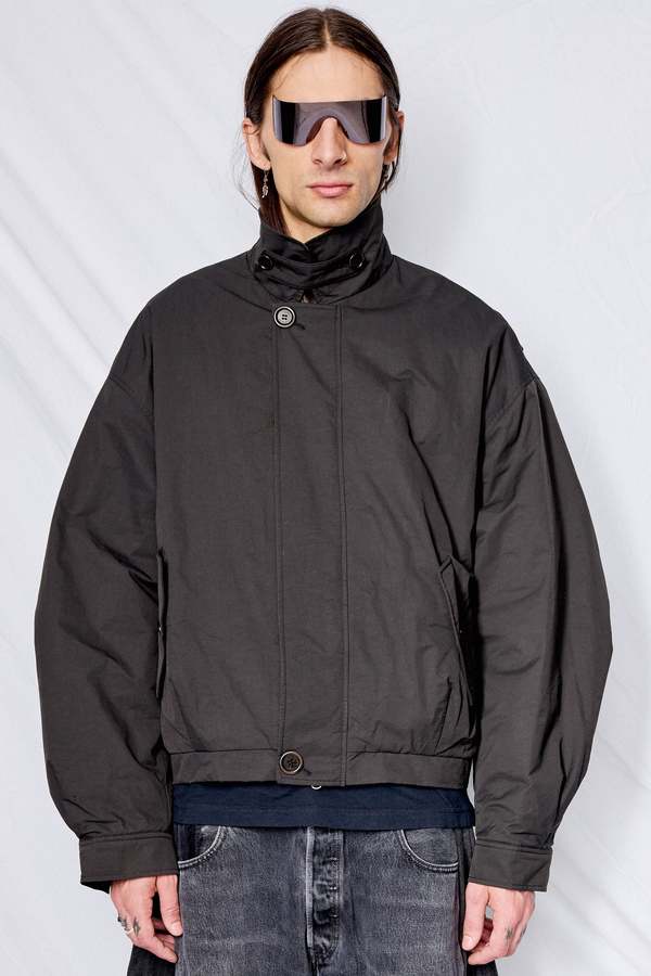 AMOMENTO Padded Cotton Nylon Jumper sweater - Black | Garmentory