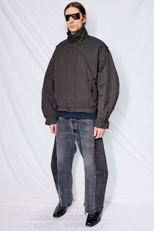 AMOMENTO Padded Cotton Nylon Jumper sweater - Black | Garmentory
