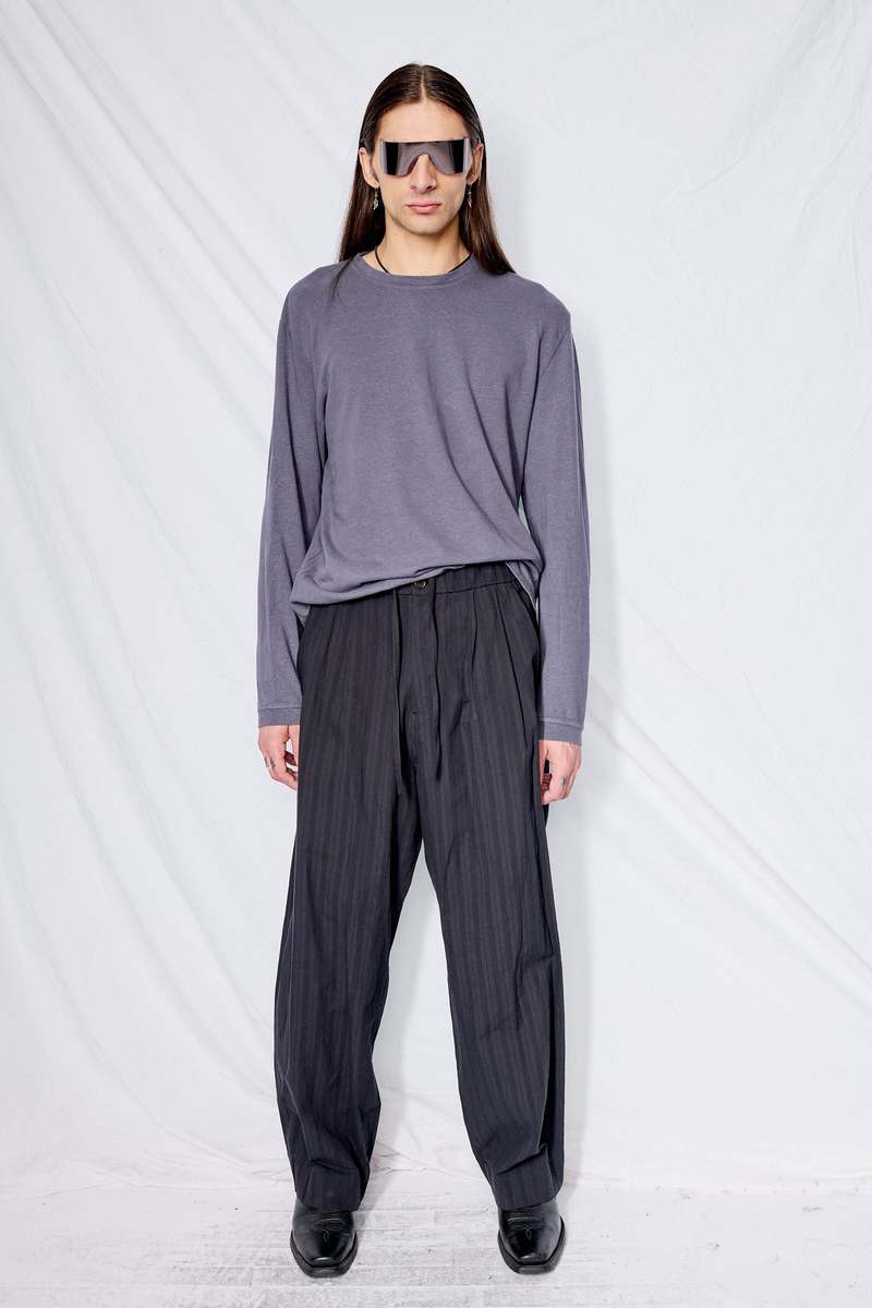 【AMOMENTO】24fw STRIPE DRAWSTRING PAJAMA PANTS Women Drawstring Striped Pants High Waist Wide Leg Lounge