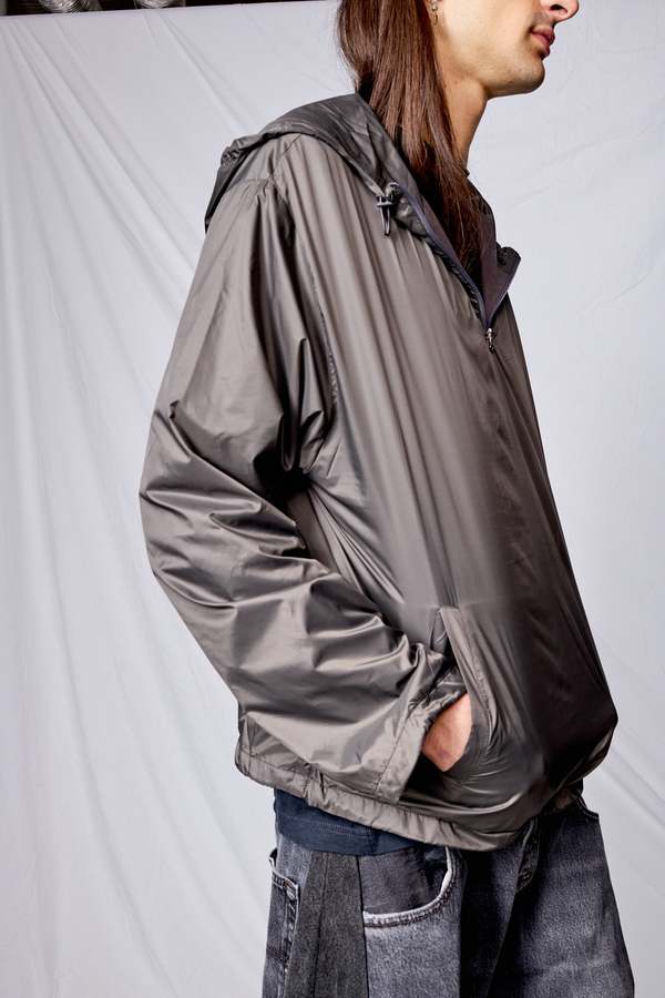 AMOMENTO Glossy Nylon Half Zip-Up Jumper - Charcoal | Garmentory