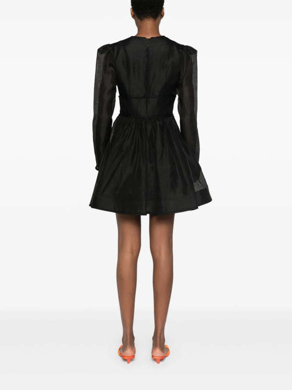 zimmermann shirt mini dress black Zimmermann Roll Collar Belted Mini Dress Black Twill Size 0  Celebrity  Owned