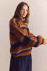 Amente Baby Alpaca Wool Blend Crew Neck Sweater - Amber/Blue - Thumbnail 11