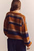 Amente Baby Alpaca Wool Blend Crew Neck Sweater - Amber/Blue - Thumbnail 12