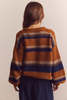Amente Baby Alpaca Wool Blend Crew Neck Sweater - Amber/Blue - Thumbnail 13