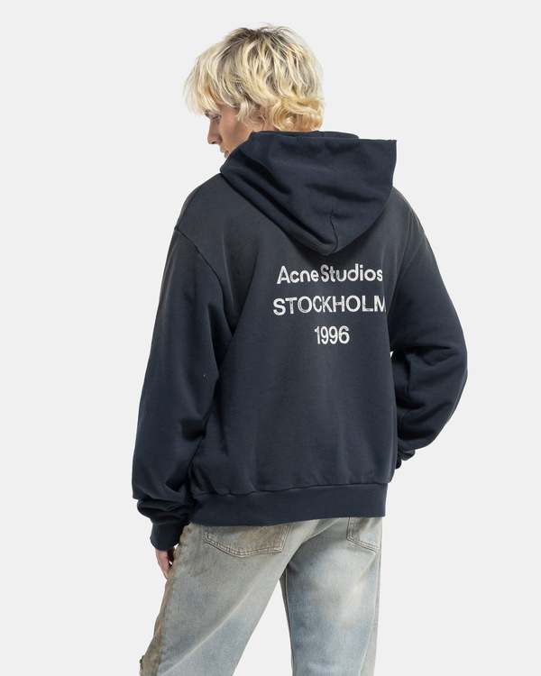 Acne Studios Logo Hooded Sweater - Black | Garmentory