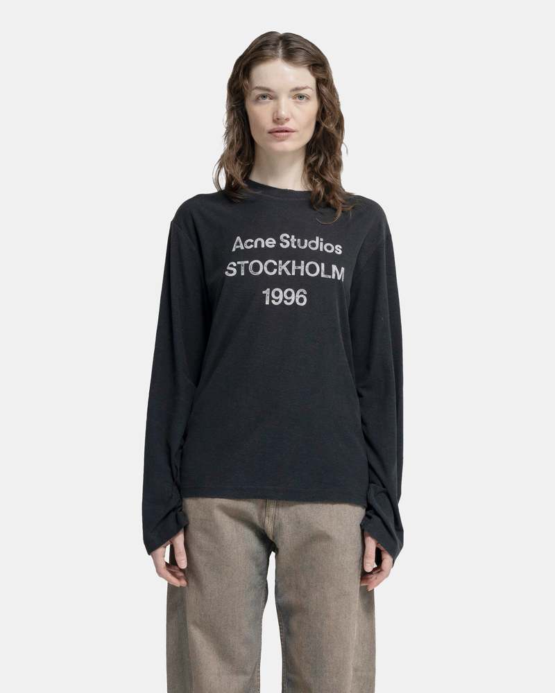 Acne Studios Logo Long Sleeve T-Shirt - Faded Black | Garmentory