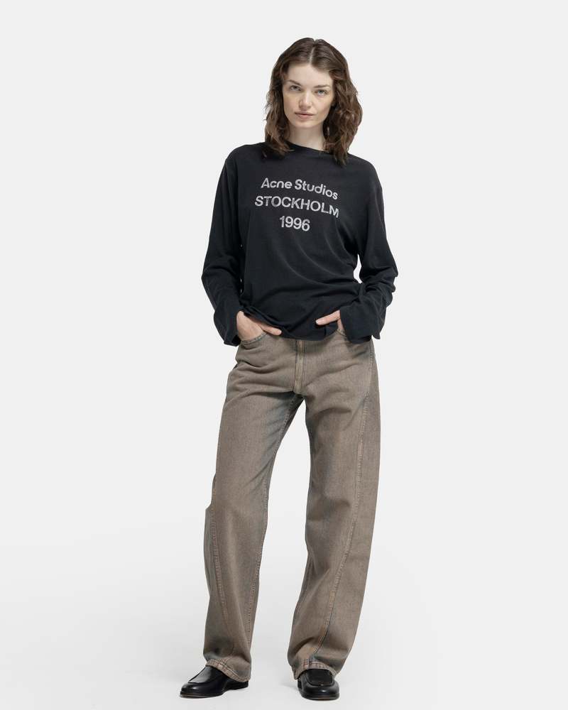 Acne Studios Logo Long Sleeve T-Shirt - Faded Black | Garmentory