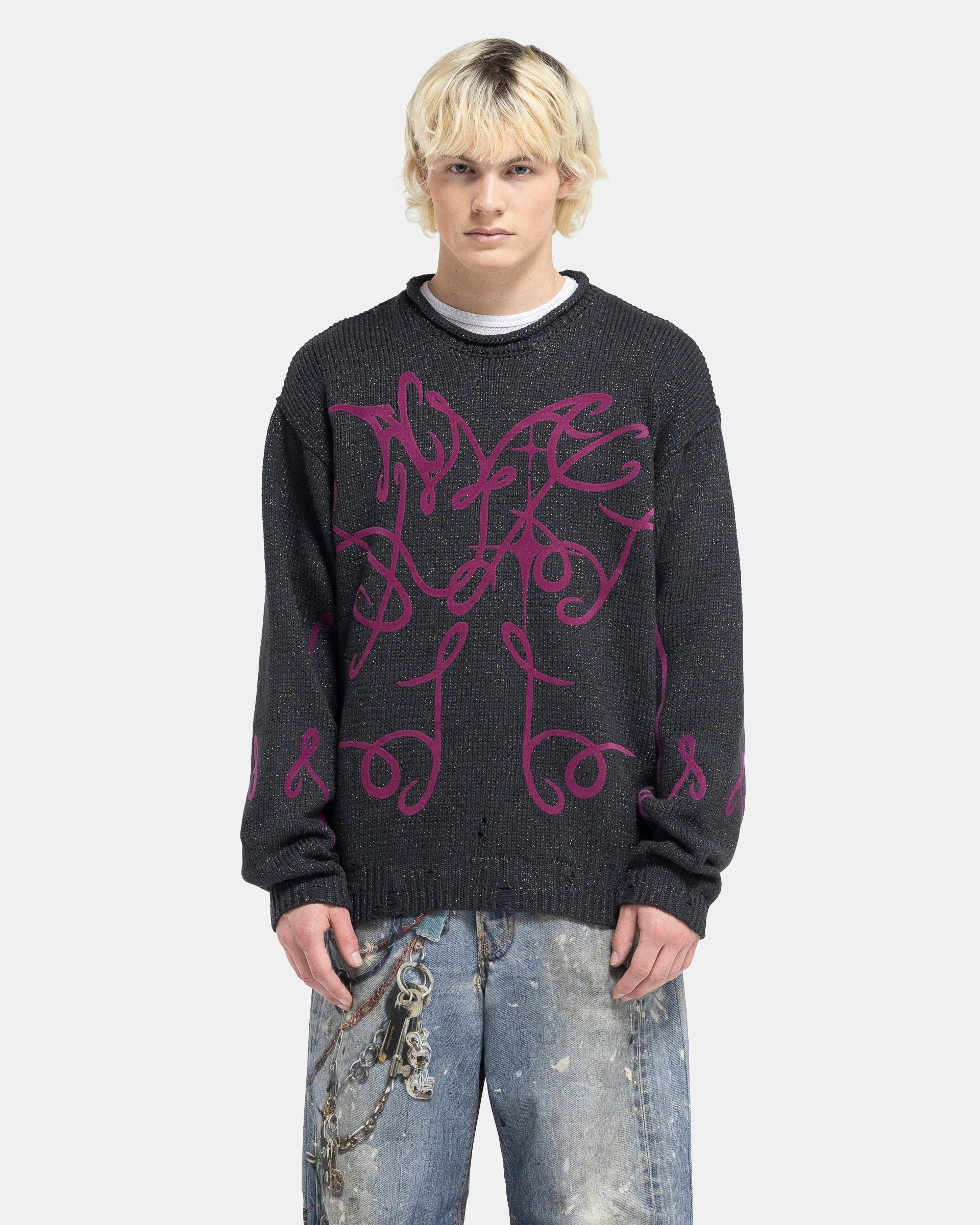 Acne Studios Printed Jumper - Grey/Multi | Garmentory