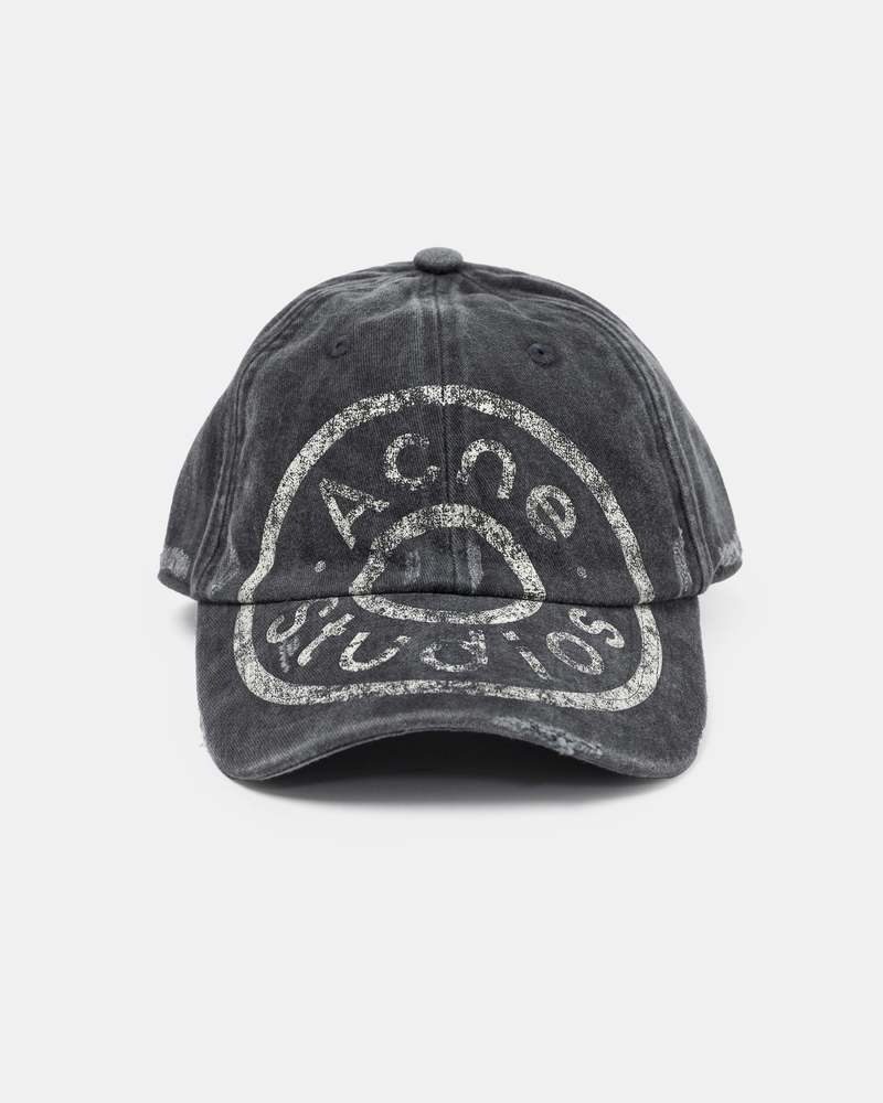 帽子 ACNE STUDIOS Black Logo Print Cap Acne Studios - Logo cap - Black