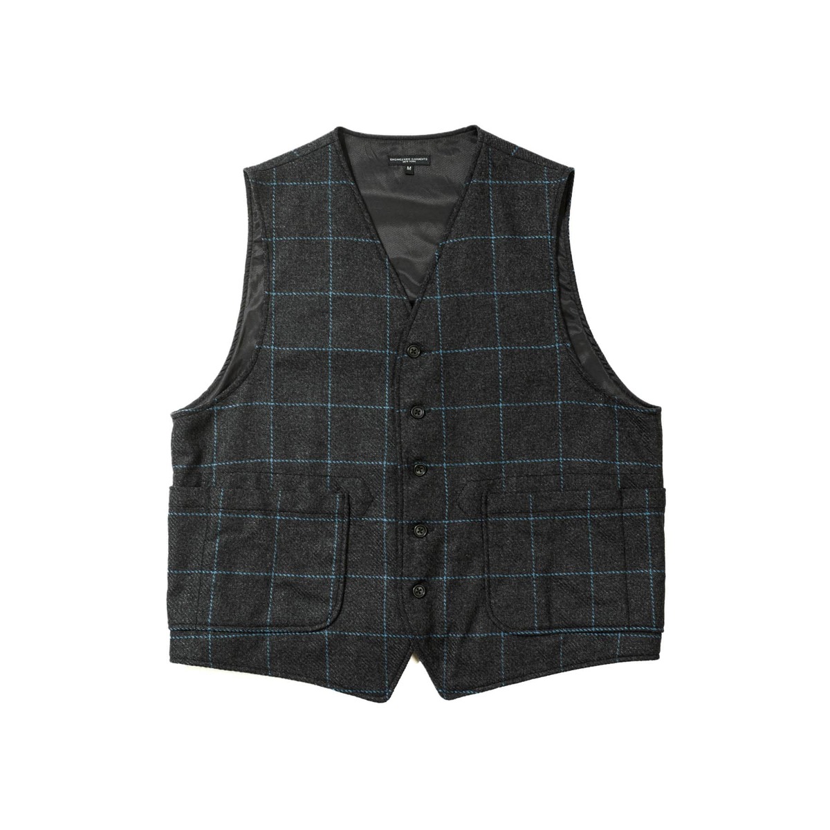 Engineered Garments Wool Poly Windowpane ODD Vest - Charcoal/Light 