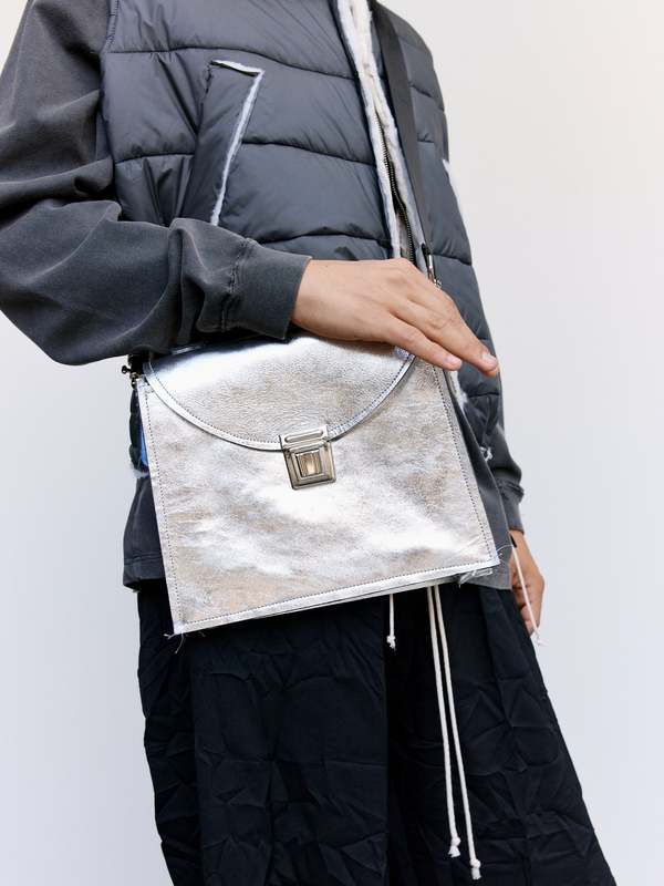 Camiel Fortgens Leather Crooked Bag - Silver | Garmentory