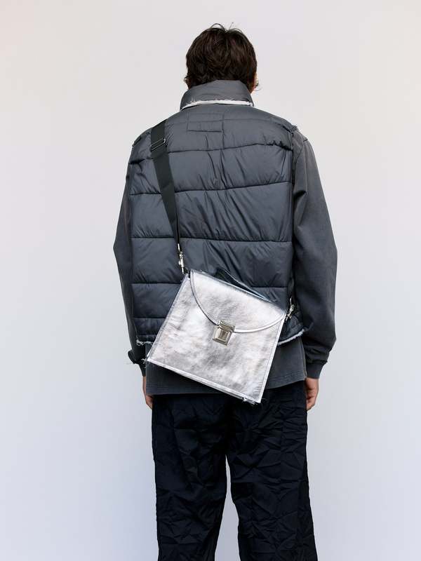 Camiel Fortgens Leather Crooked Bag - Silver | Garmentory