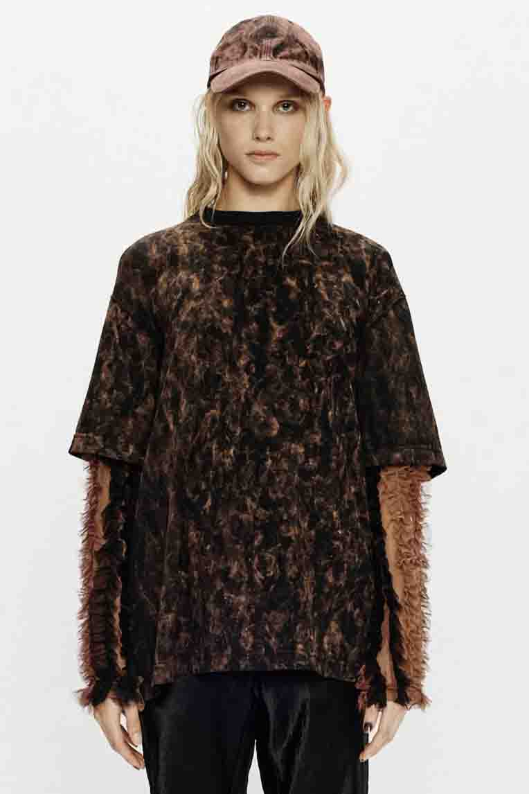 Song for the Mute Tie Dye Jersey Double Layered Tee - Black