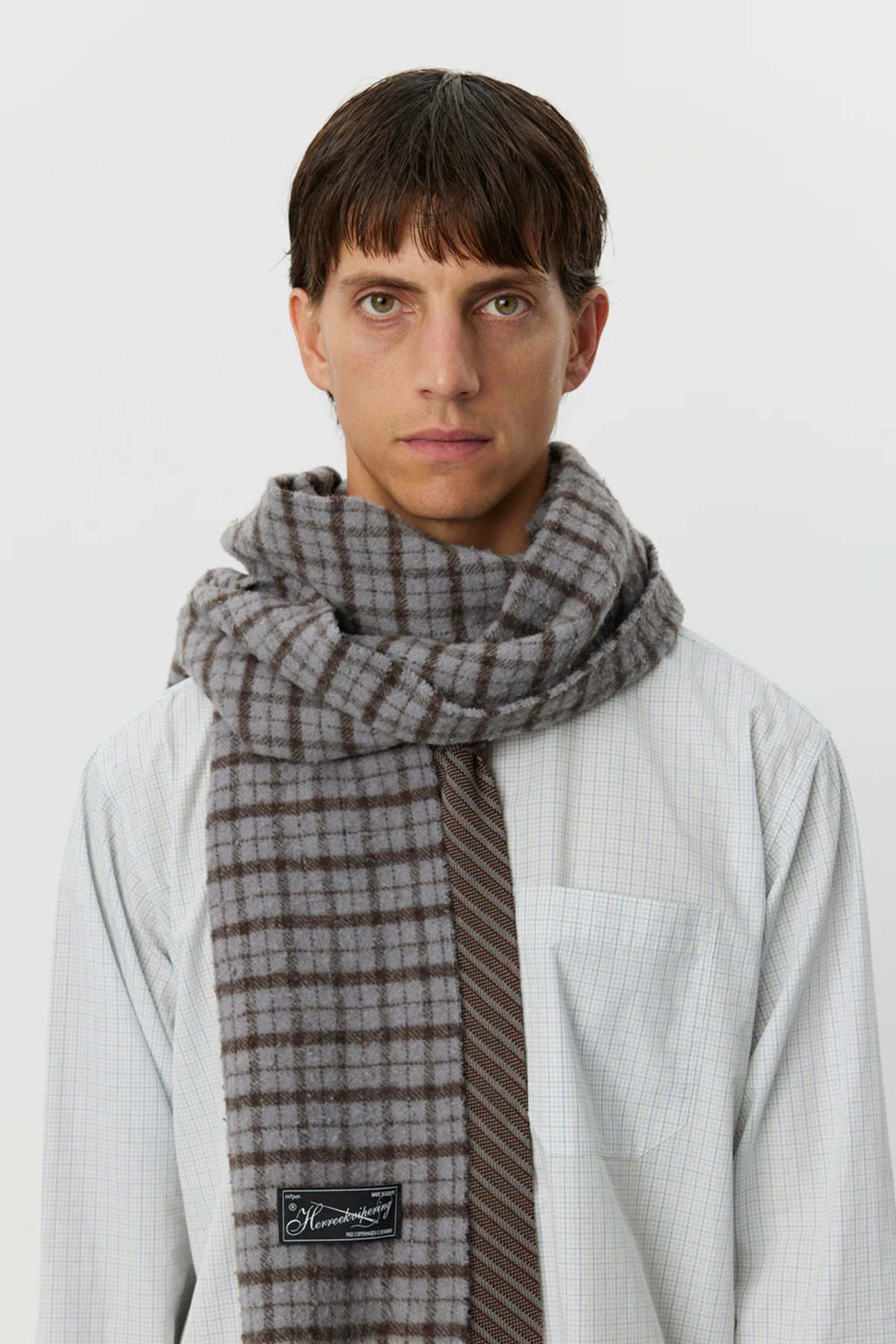 mfpen Wool Scarf - Blue Check | Garmentory