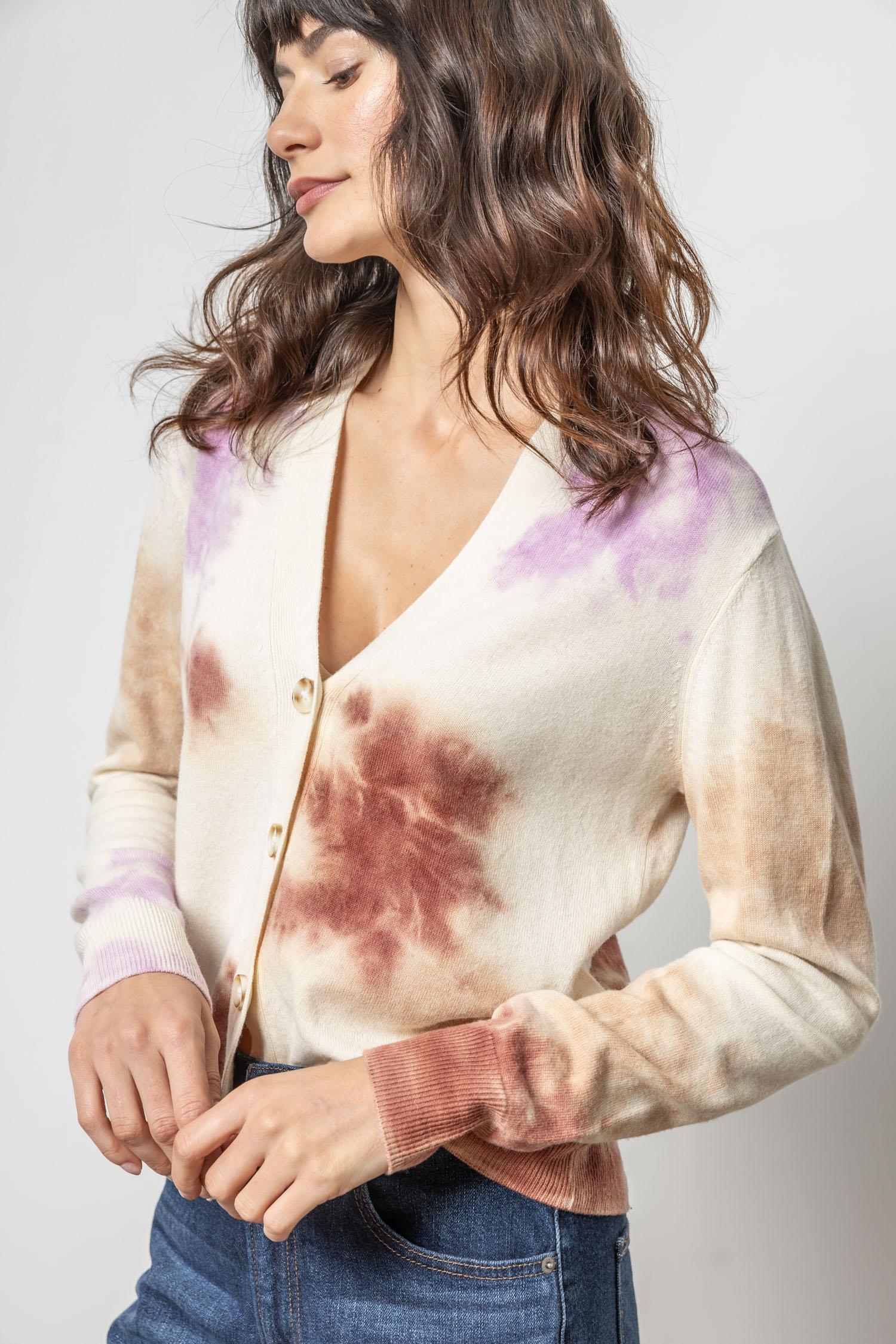 Lilla P Tie Dye Cardigan Sweater - Clove Multi | Garmentory