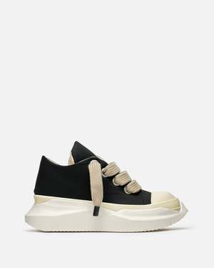 Rick Owens Jumbo Laces Abstract Low Sneak - Black/Pearl | Garmentory