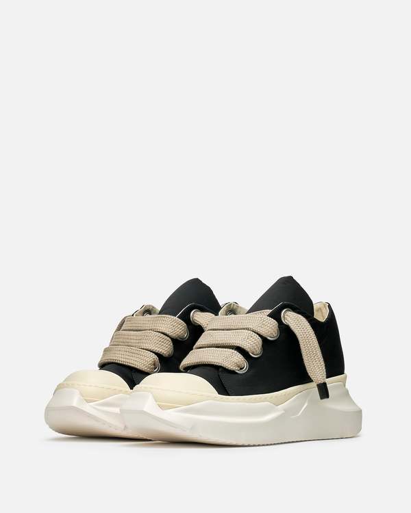 Rick Owens Jumbo Laces Abstract Low Sneak - Black/Pearl | Garmentory