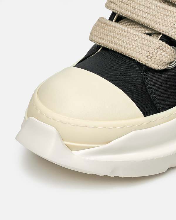 Rick Owens Jumbo Laces Abstract Low Sneak - Black/Pearl | Garmentory